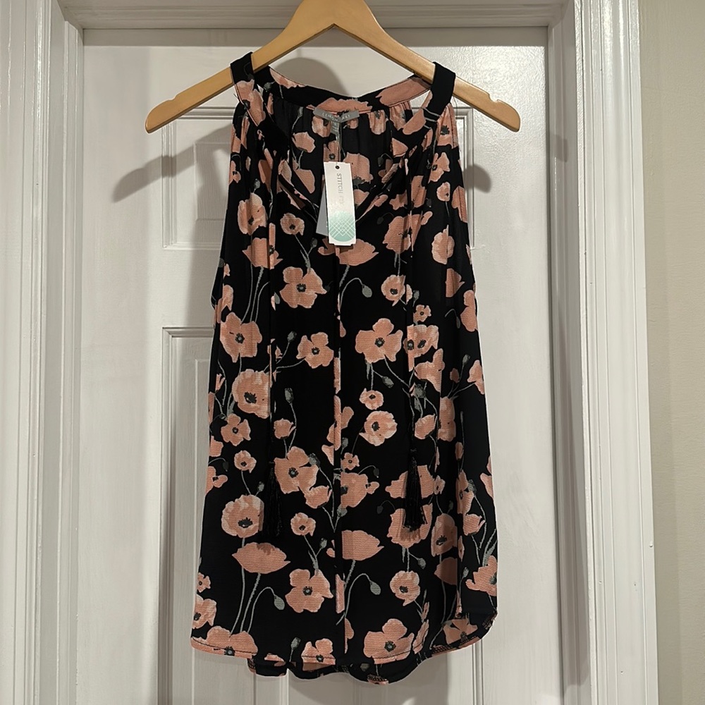 Lemon Tart Blakemore  floral Split Neck Top size L
